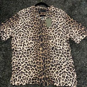 All Saints Leopard Button Down Shirt - XL